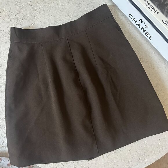 Vintage 90s French Connection A-Line‎ Button Front Mini Skirt in Brown Size 6 - Picture 3 of 6